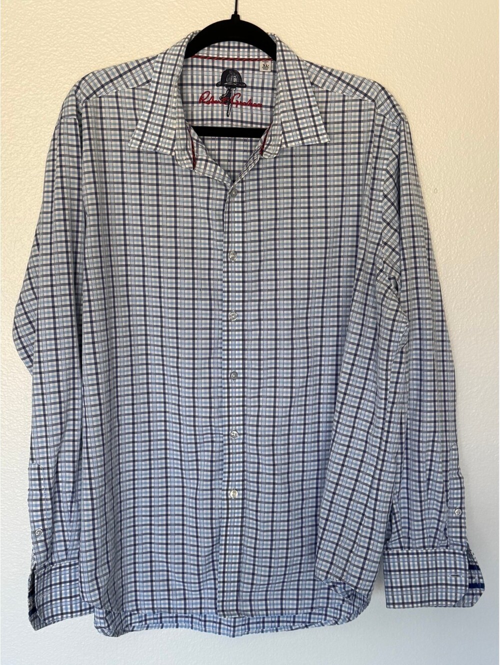 Robert Graham Men’s XL Classic Fit Blue Plaid Long Sleeve Button Down Shirt